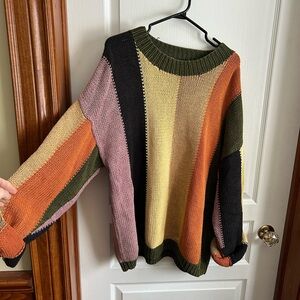 Vintage Colorful Striped Women's Sweater